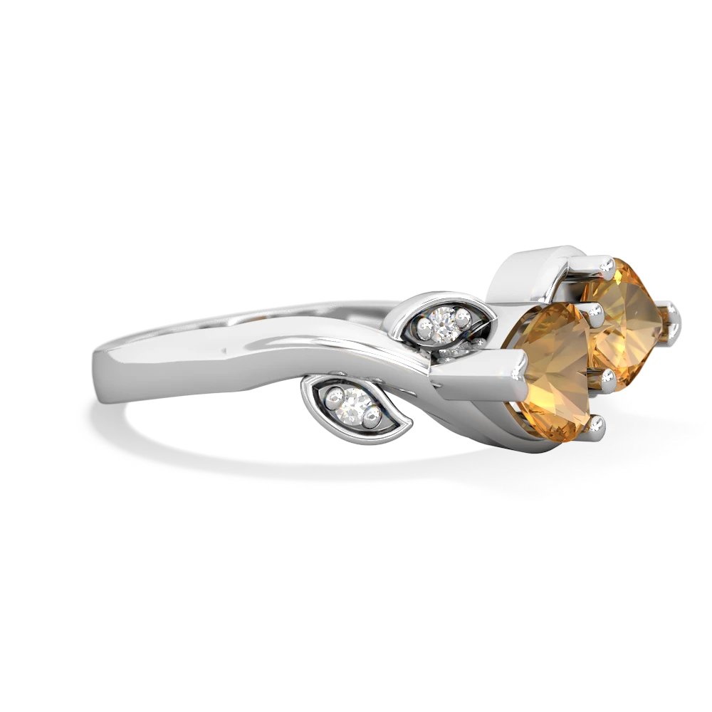 Citrine Floral Elegance 14K White Gold ring R5790