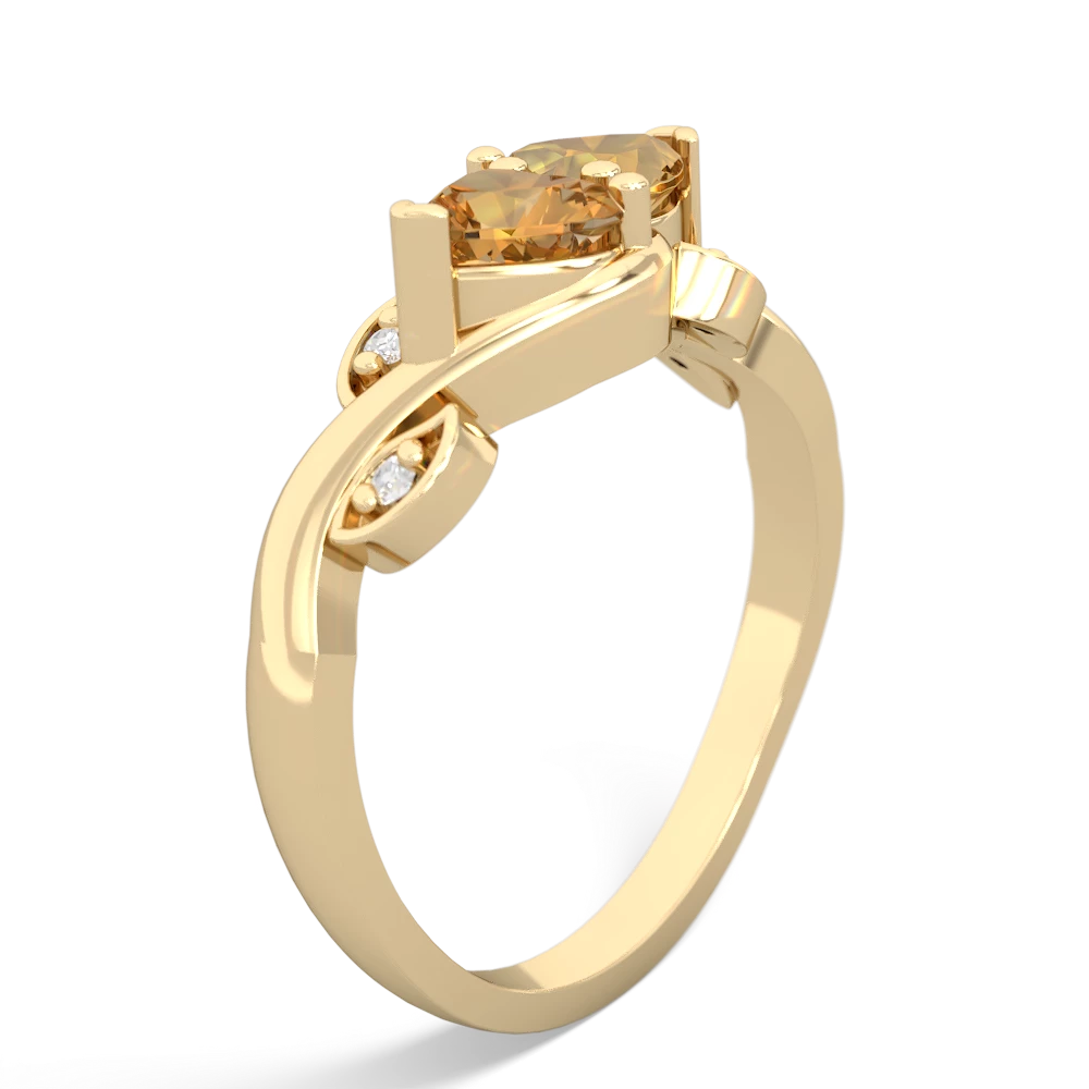 Citrine Floral Elegance 14K Yellow Gold ring R5790