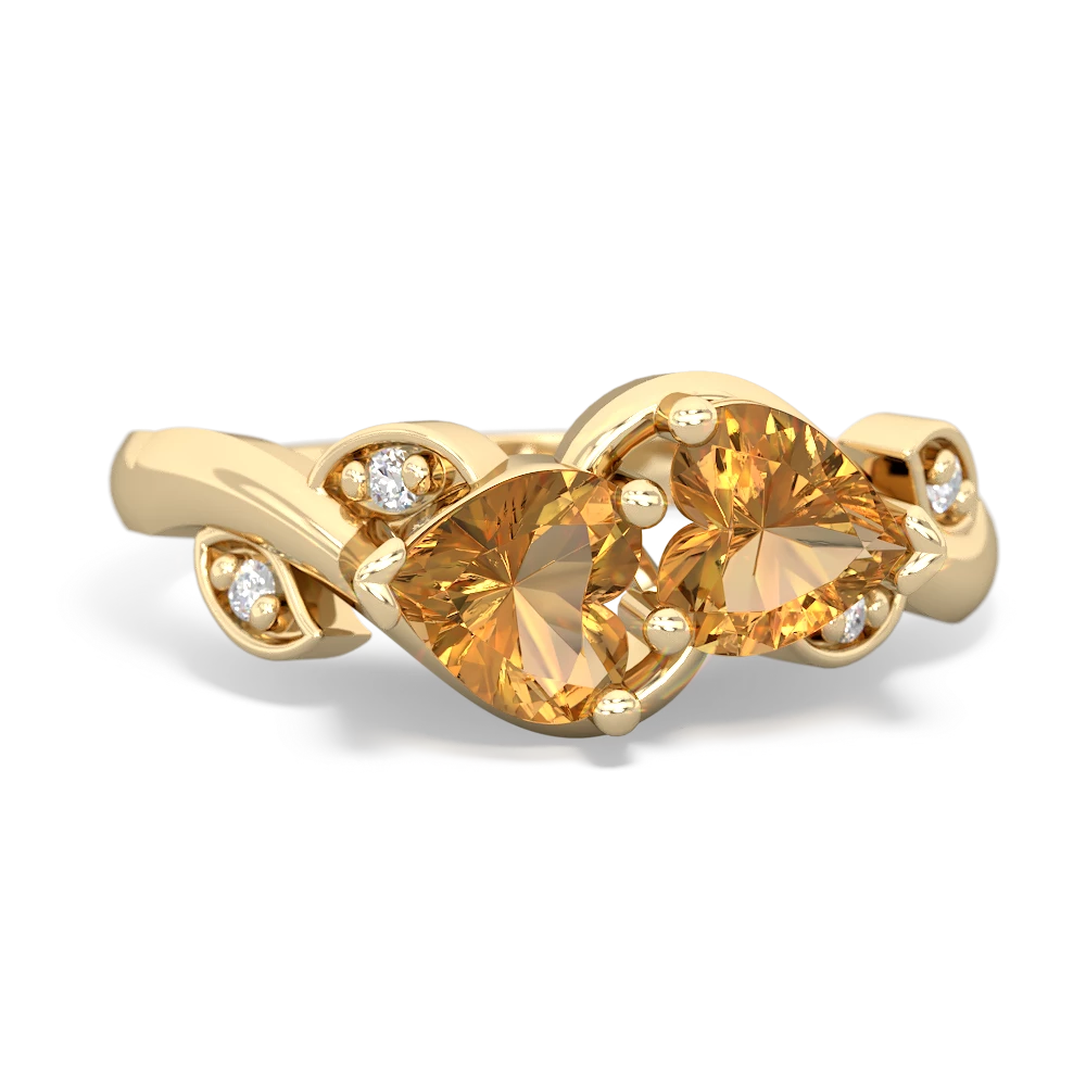 Citrine Floral Elegance 14K Yellow Gold ring R5790