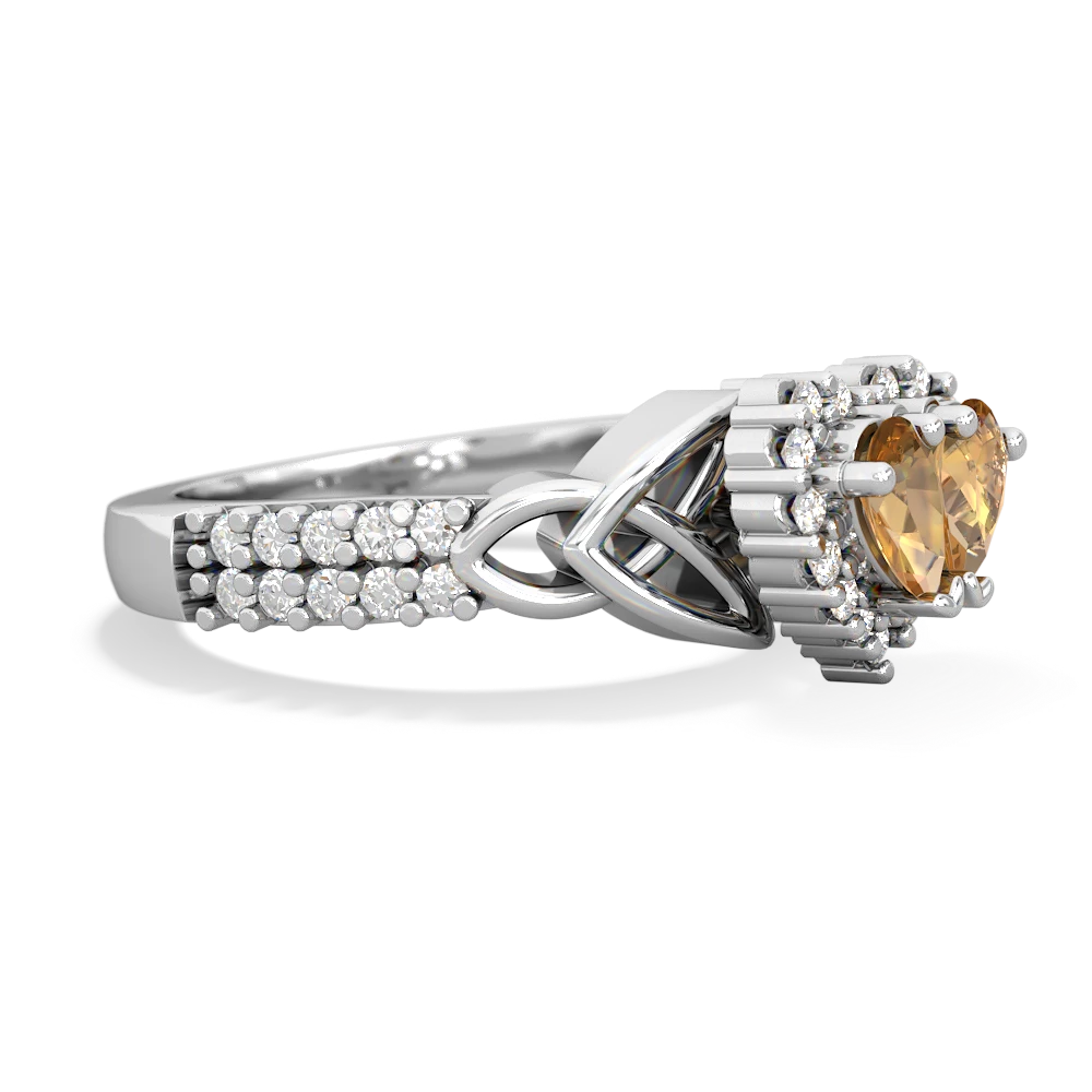 Citrine Celtic Knot Two Hearts As One 14K White Gold ring R2644HRT