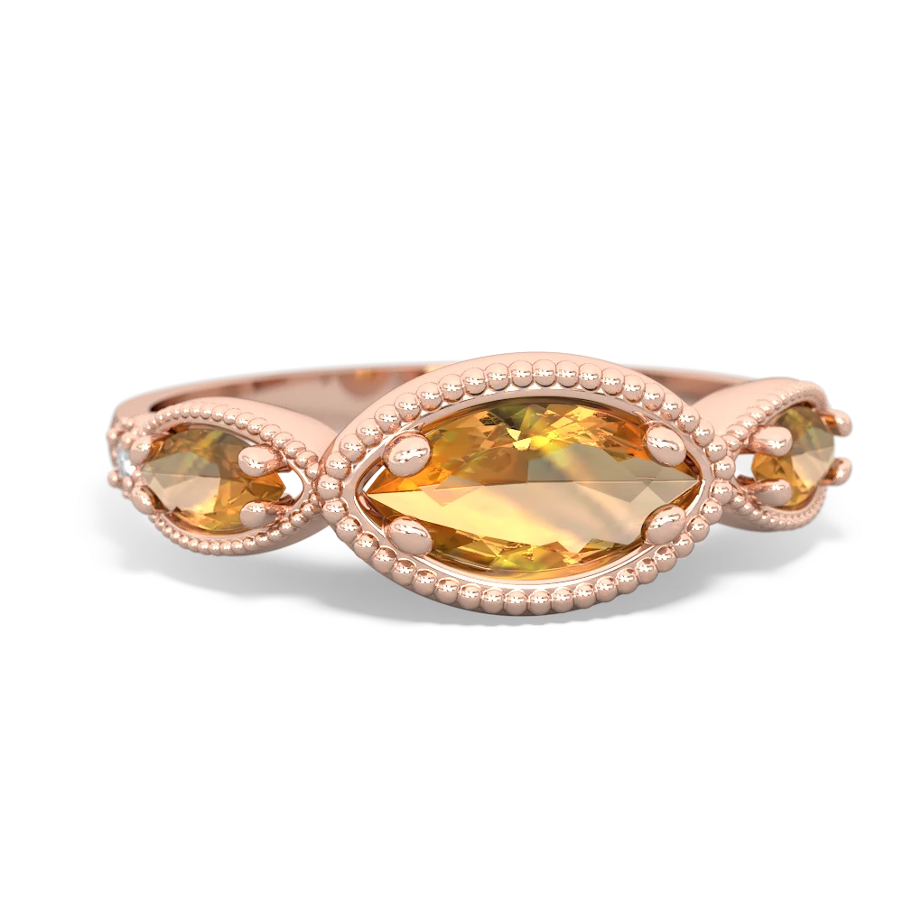 Citrine Milgrain Marquise 14K Rose Gold ring R5700