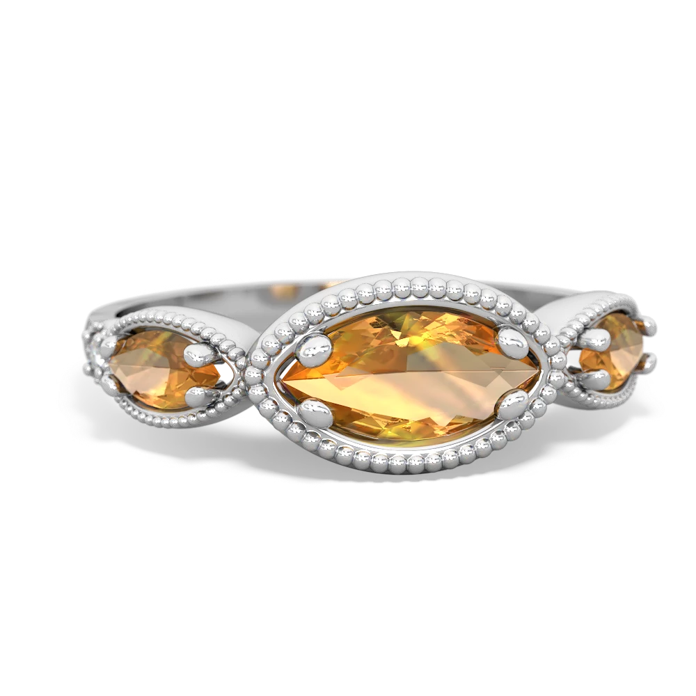 Amethyst Milgrain Marquise 14K White Gold ring R5700