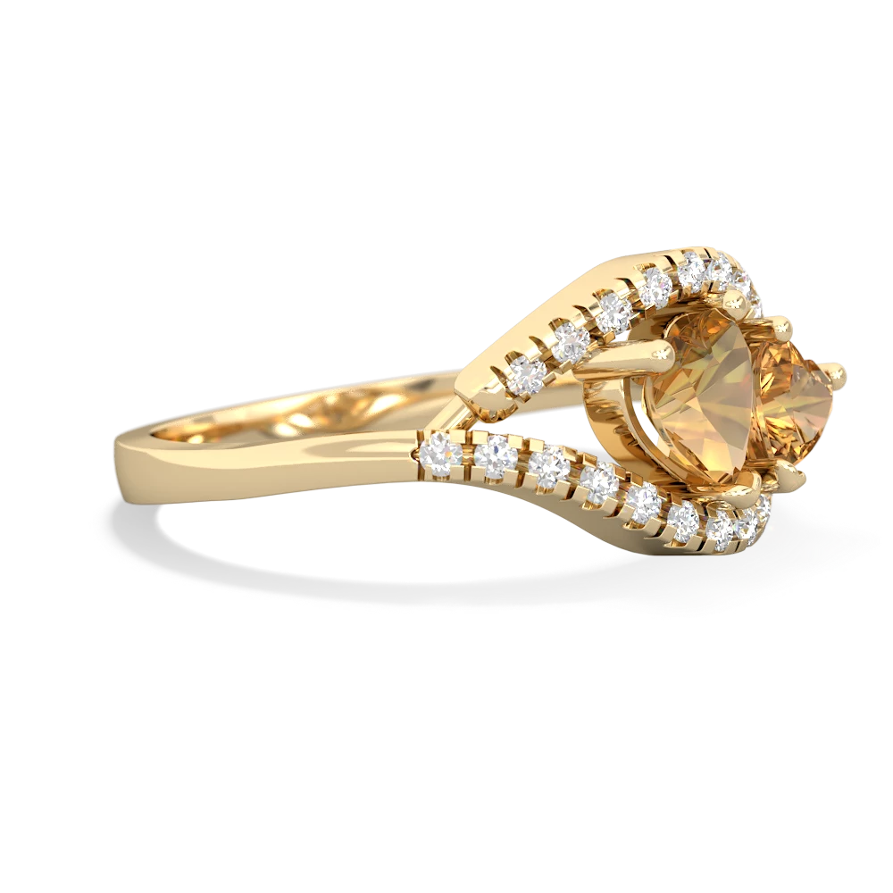 Citrine Mother And Child 14K Yellow Gold ring R3010