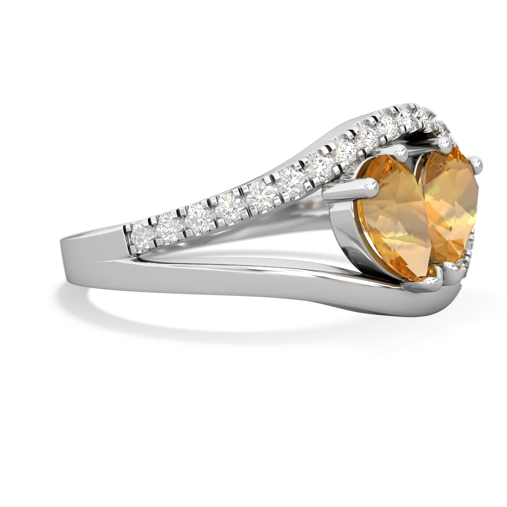 Citrine Nestled Heart Keepsake 14K White Gold ring R5650