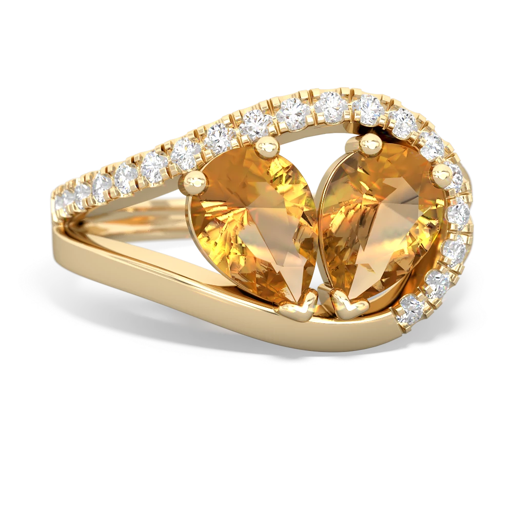 Citrine Nestled Heart Keepsake 14K Yellow Gold ring R5650