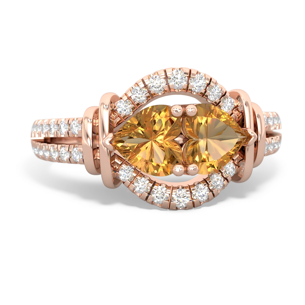 Citrine Art-Deco Keepsake 14K Rose Gold ring R5630