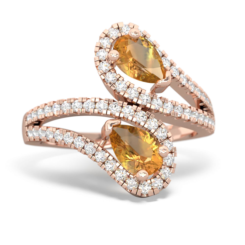 Citrine Diamond Dazzler 14K Rose Gold ring R3000