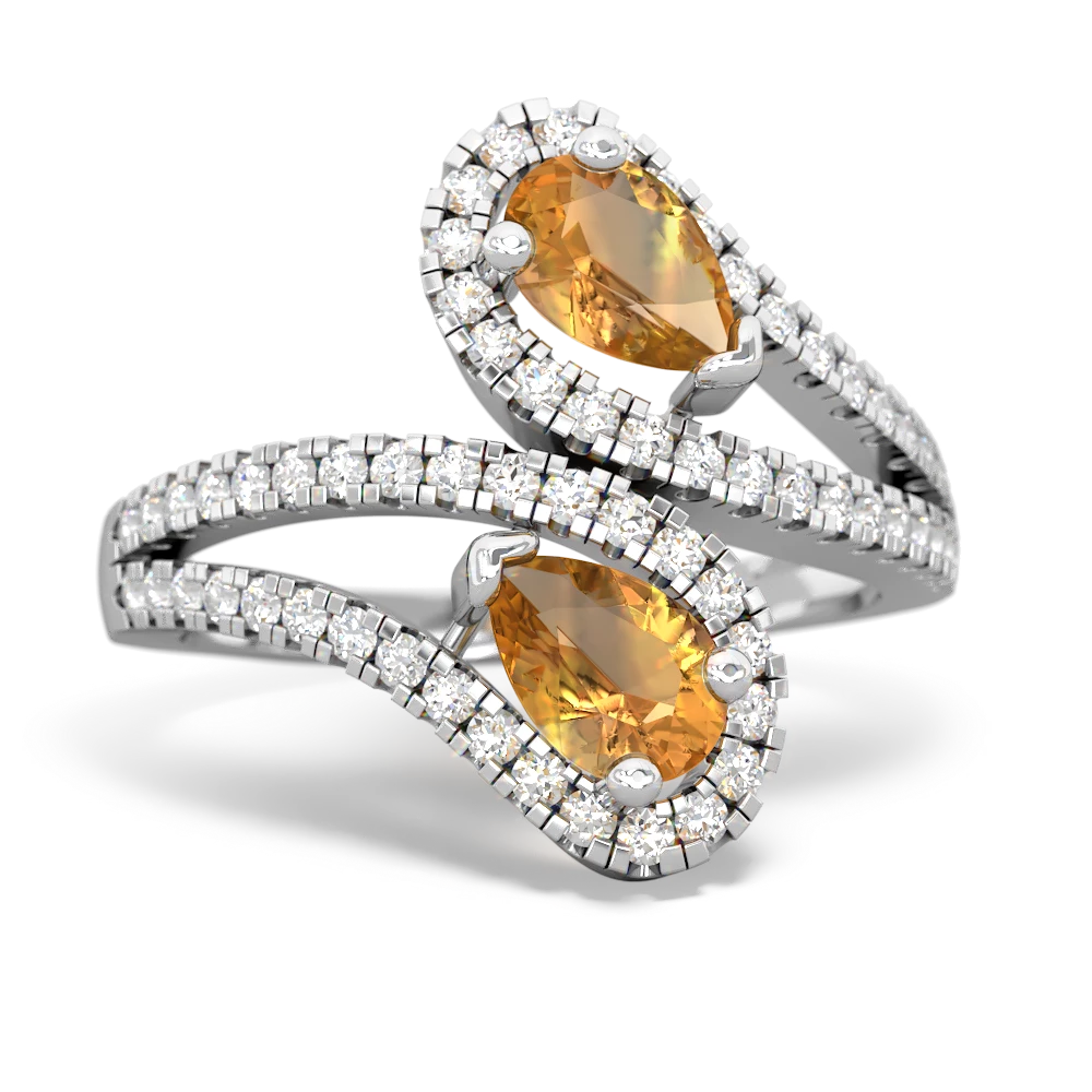 Citrine Diamond Dazzler 14K White Gold ring R3000