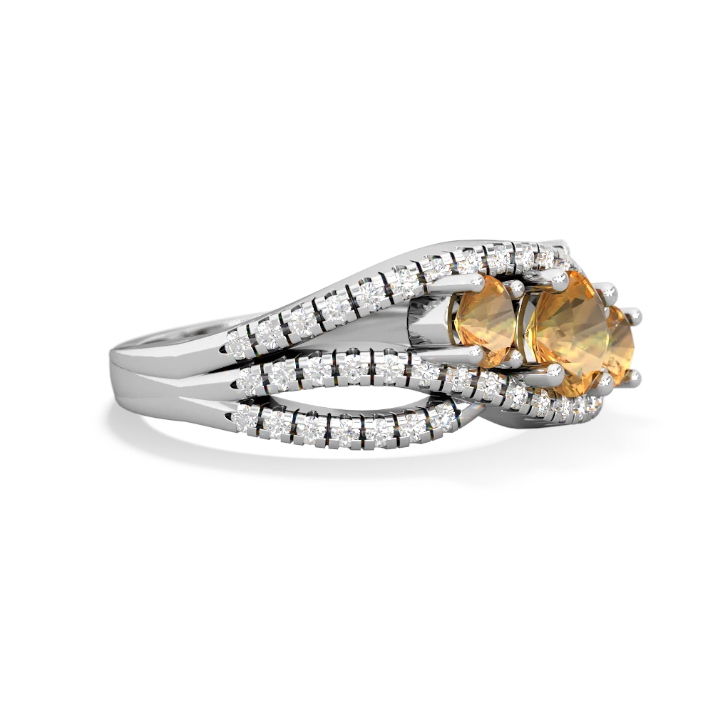 Citrine Three Stone Aurora 14K White Gold ring R3080
