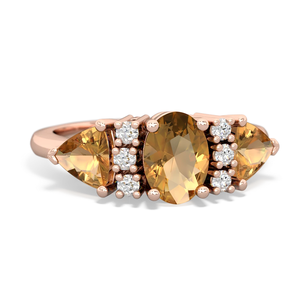 Pink Tourmaline Antique Style Three Stone 14K Rose Gold ring R2186