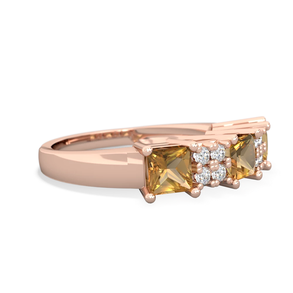 Onyx Three Stone Diamond Cluster 14K Rose Gold ring R2592