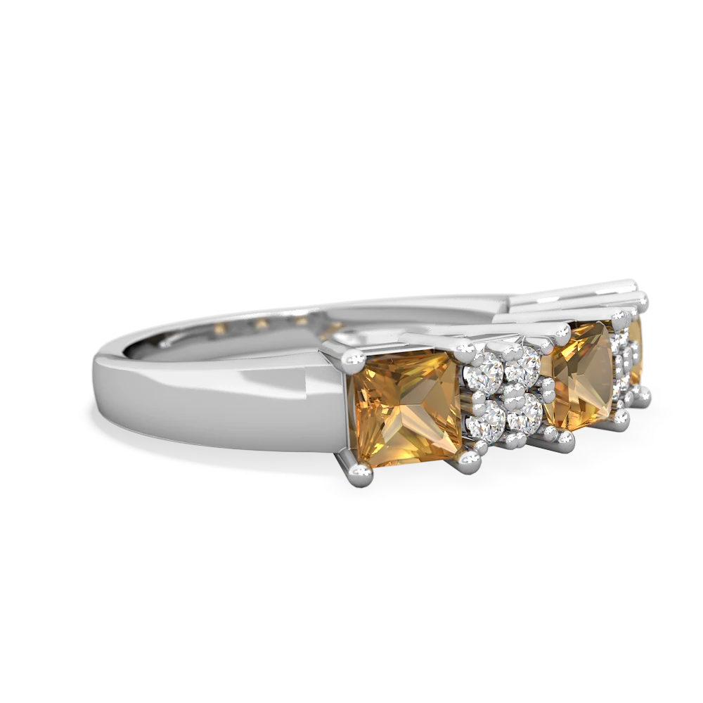Lab Ruby Three Stone Diamond Cluster 14K White Gold ring R2592