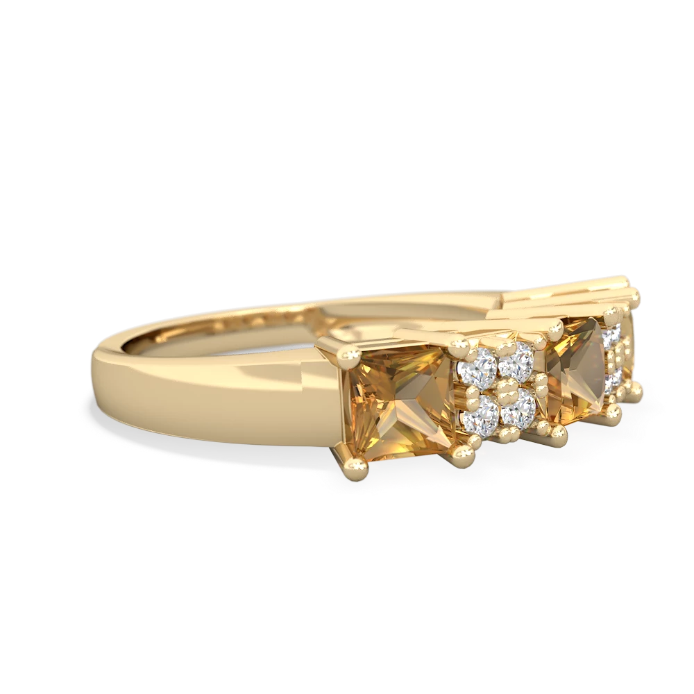 Lab Sapphire Three Stone Diamond Cluster 14K Yellow Gold ring R2592