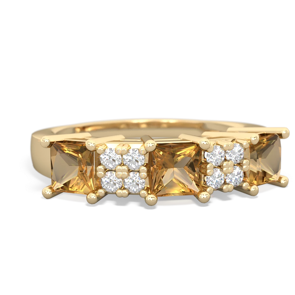 Ruby Three Stone Diamond Cluster 14K Yellow Gold ring R2592