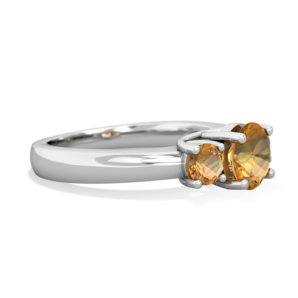 Tanzanite Three Stone Round Trellis 14K White Gold ring R4018