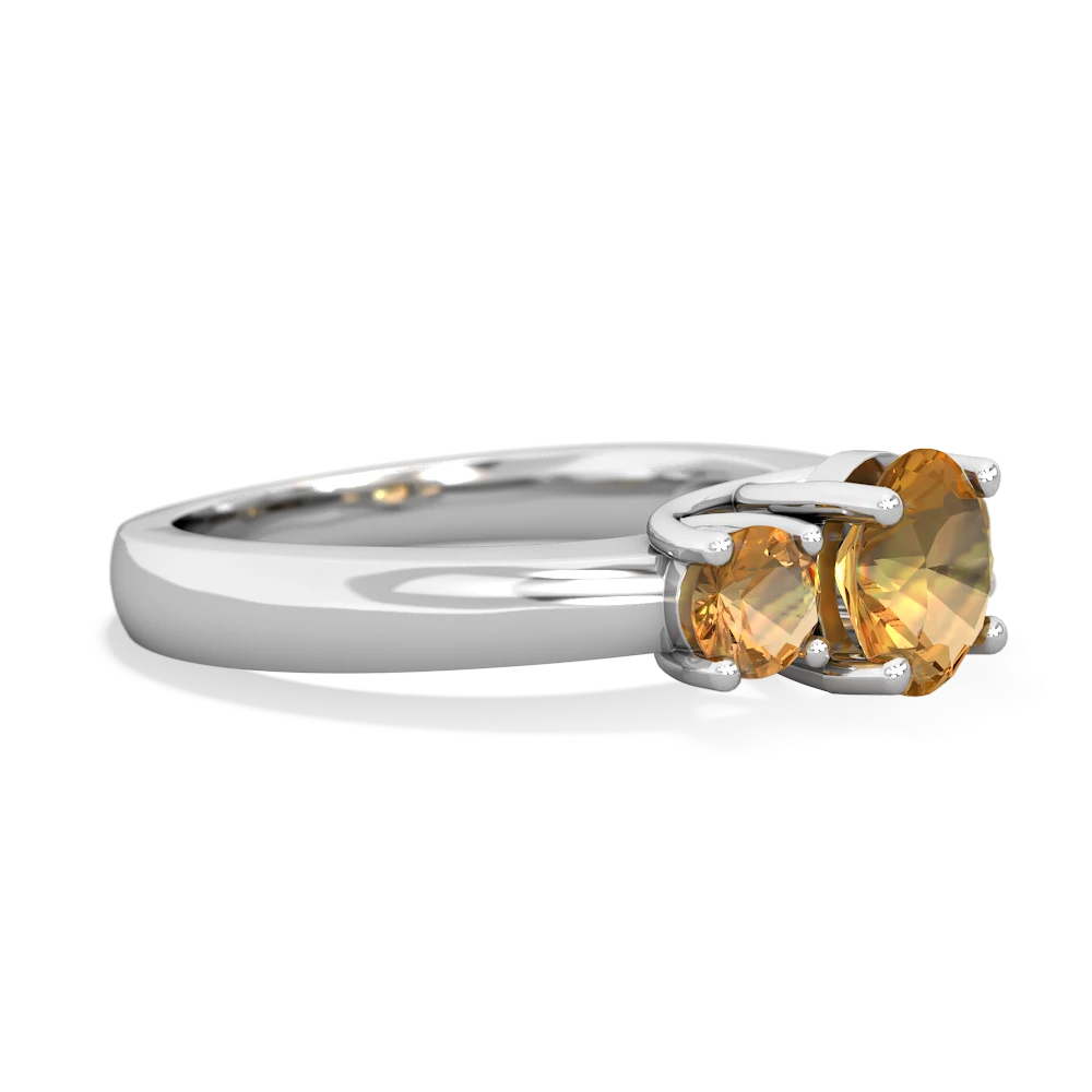 Citrine Three Stone Round Trellis 14K White Gold ring R4018