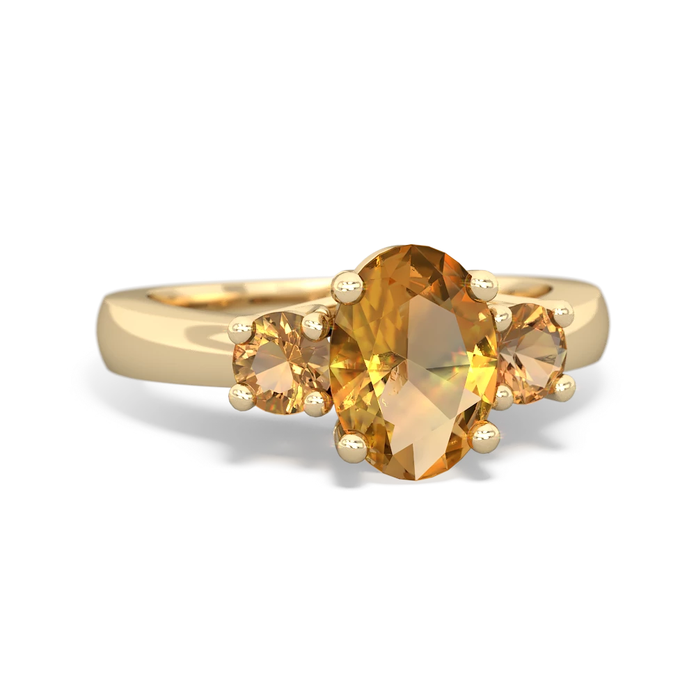 Citrine Three Stone Oval Trellis 14K Yellow Gold ring R4024