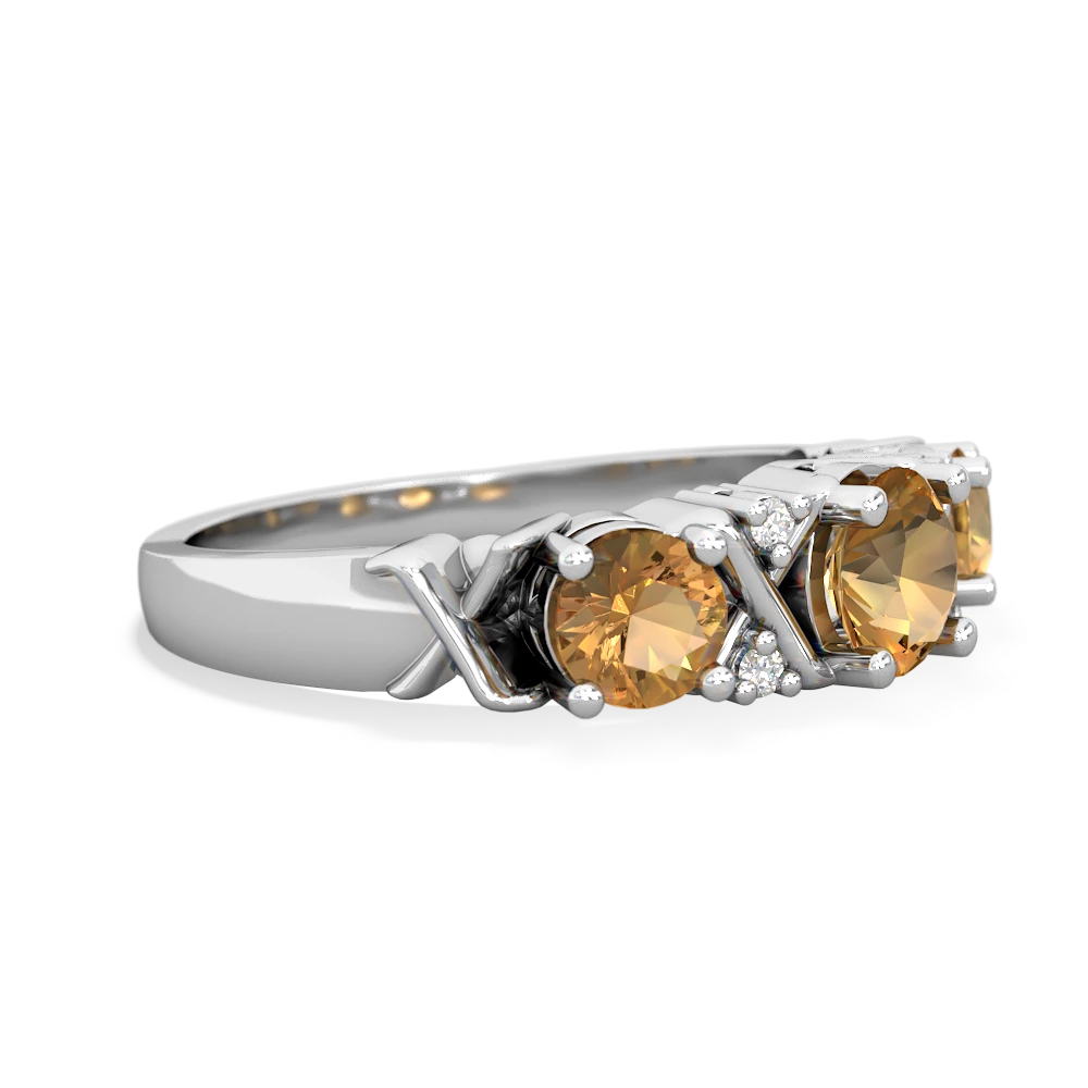 Citrine Hugs And Kisses 14K White Gold ring R5016