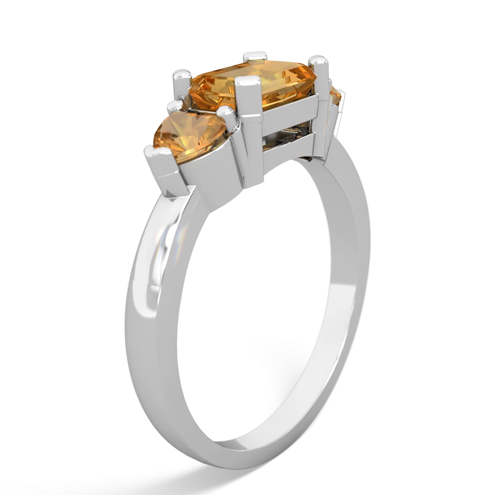 Citrine Three Stone 14K White Gold ring R5235