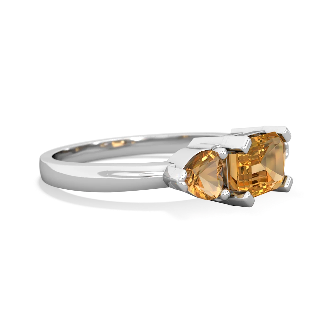 Citrine Three Stone 14K White Gold ring R5235