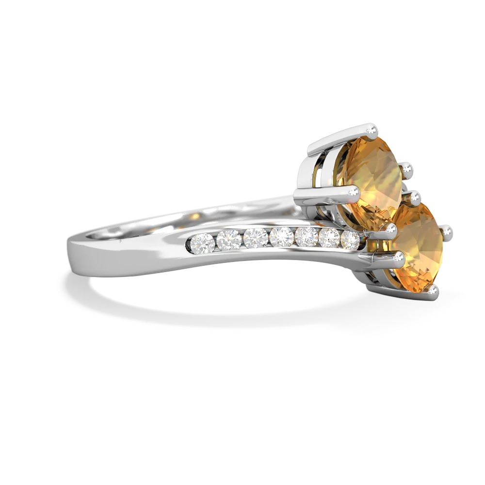 Citrine Channel Set Two Stone 14K White Gold ring R5303