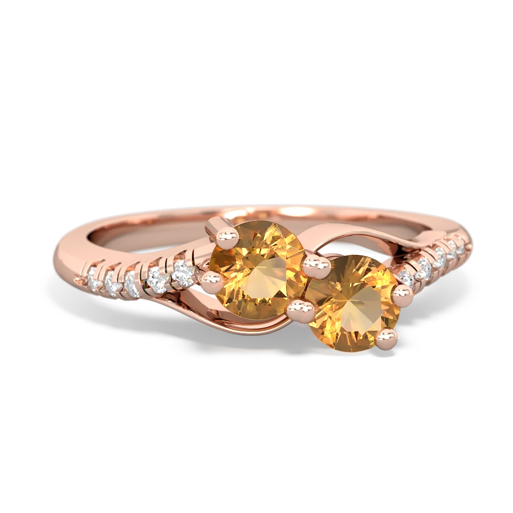 Citrine Infinity Pave Two Stone 14K Rose Gold ring R5285