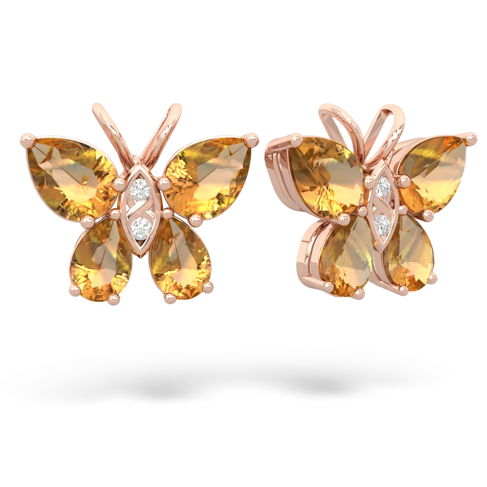 Citrine Butterfly 14K Rose Gold earrings E2215