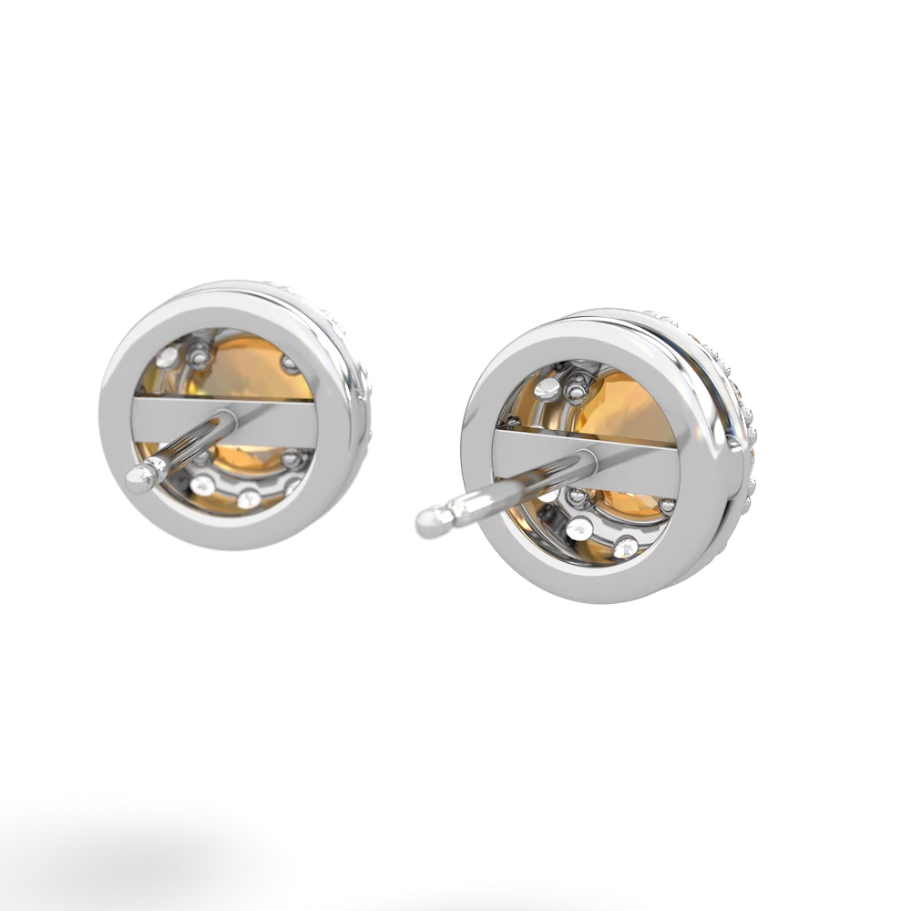 Citrine Diamond Halo 14K White Gold earrings E5370