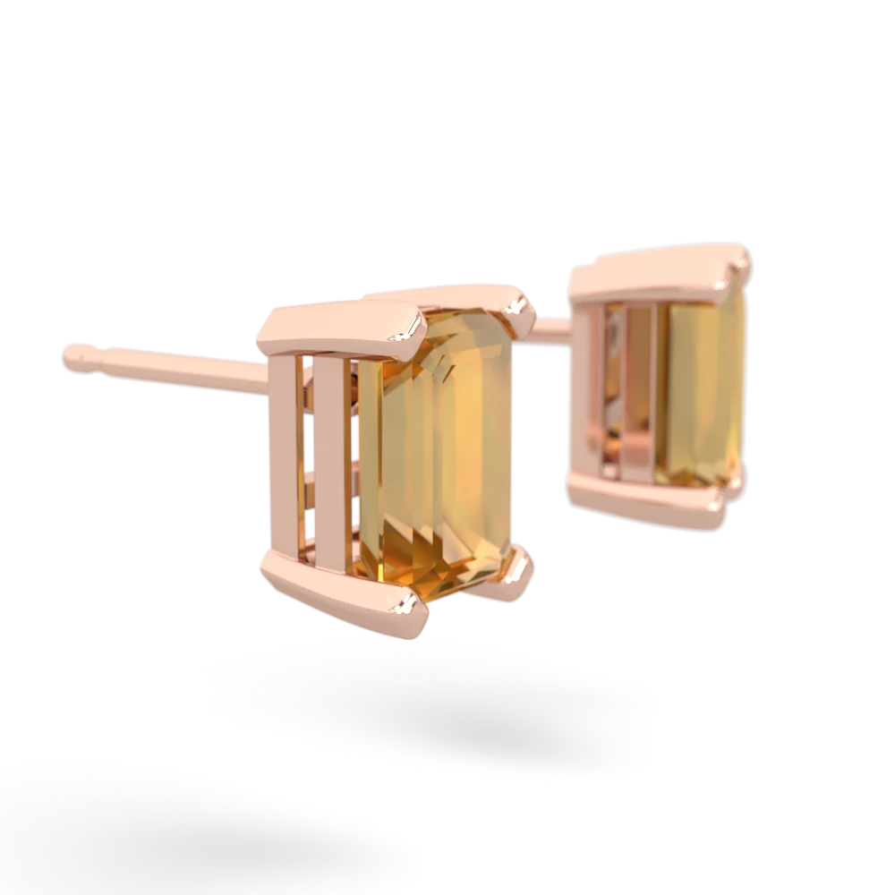 Citrine 7X5mm Emerald-Cut Stud 14K Rose Gold earrings E1856