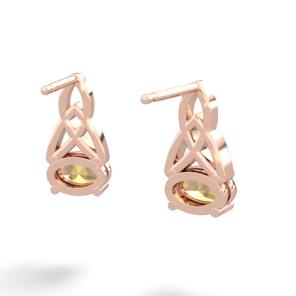 Citrine Celtic Trinity Knot 14K Rose Gold earrings E2389