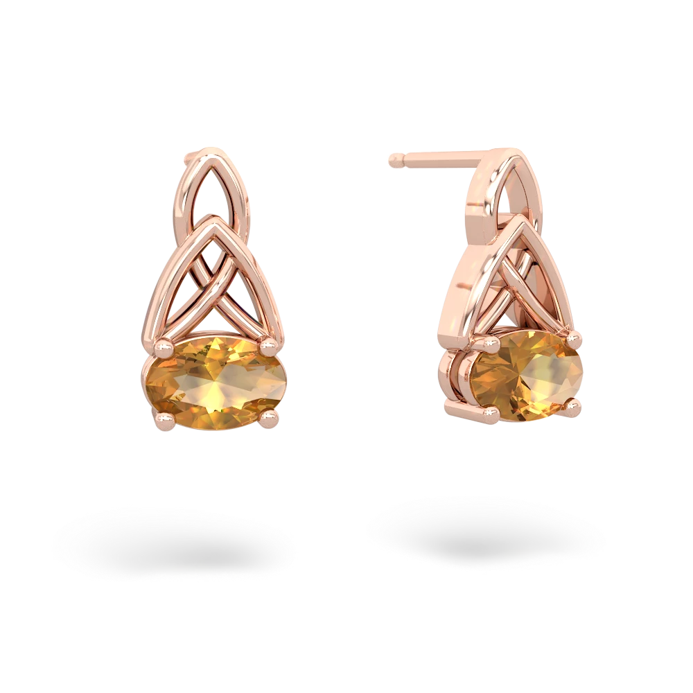 Citrine Celtic Trinity Knot 14K Rose Gold earrings E2389