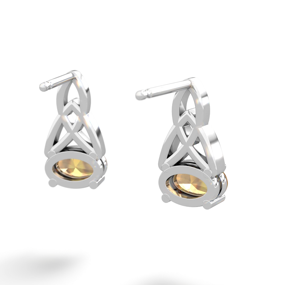 Citrine Celtic Trinity Knot 14K White Gold earrings E2389