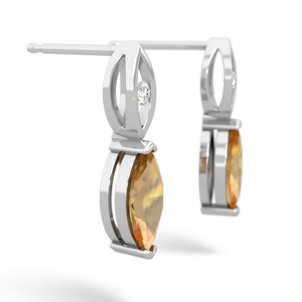 Citrine Marquise Drop 14K White Gold earrings E5333