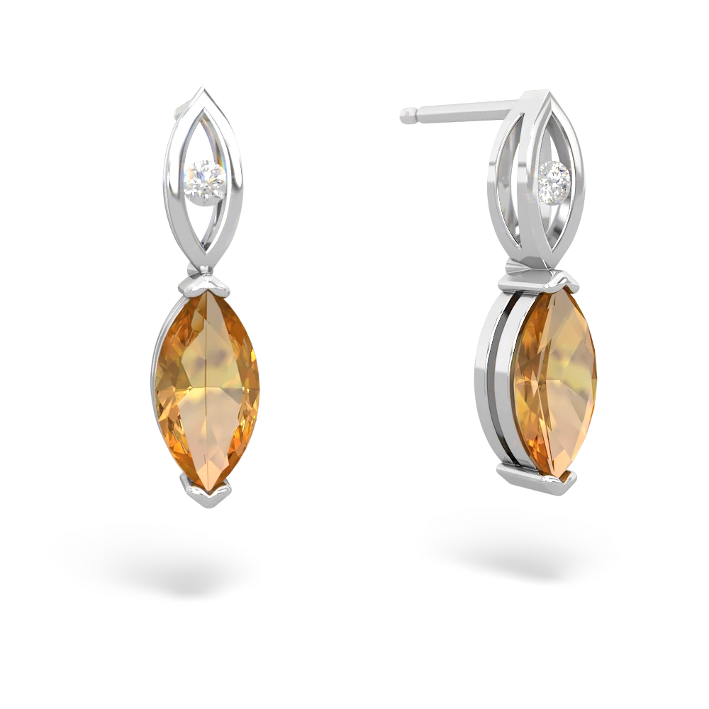 Citrine Marquise Drop 14K White Gold earrings E5333