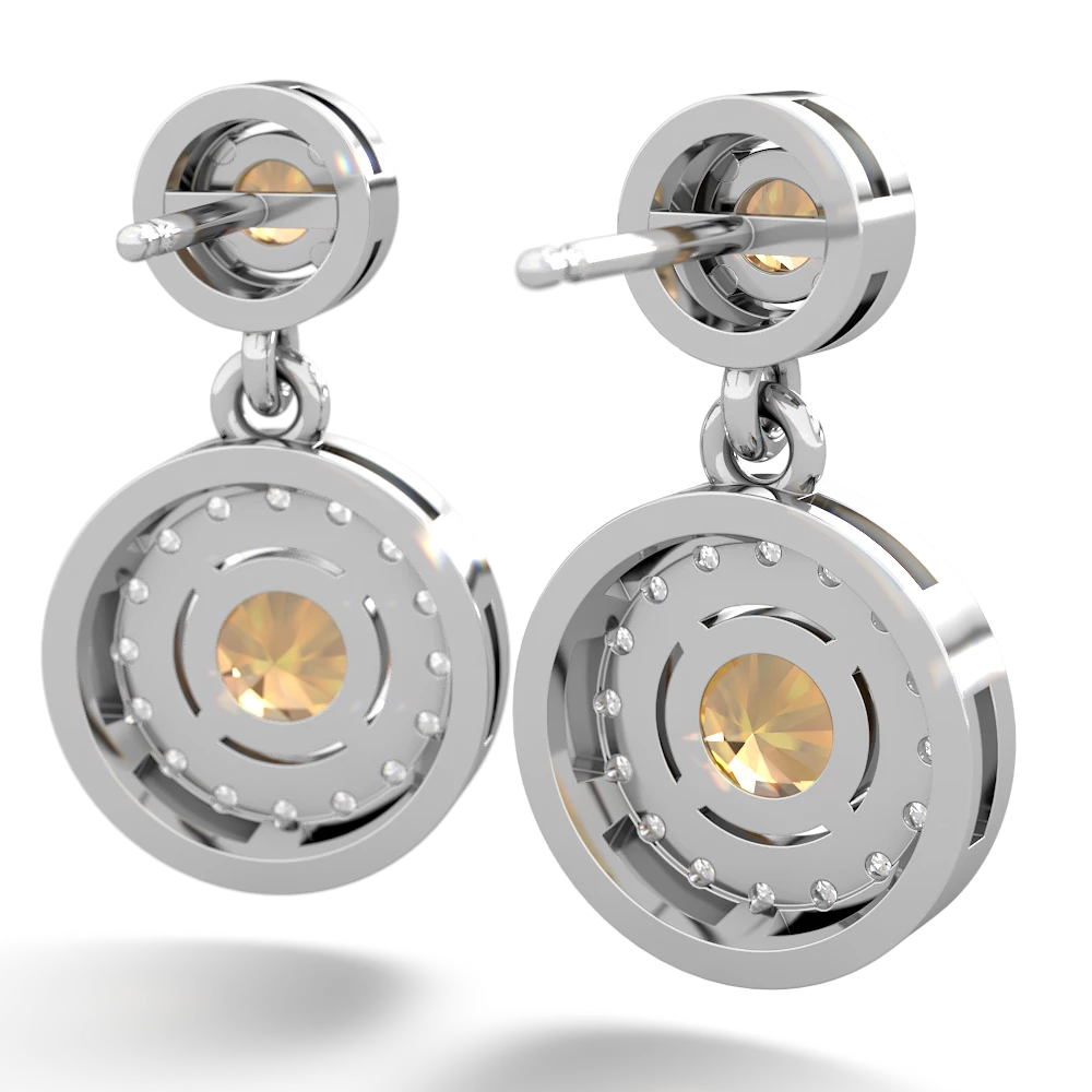 Citrine Halo Dangle 14K White Gold earrings E5319