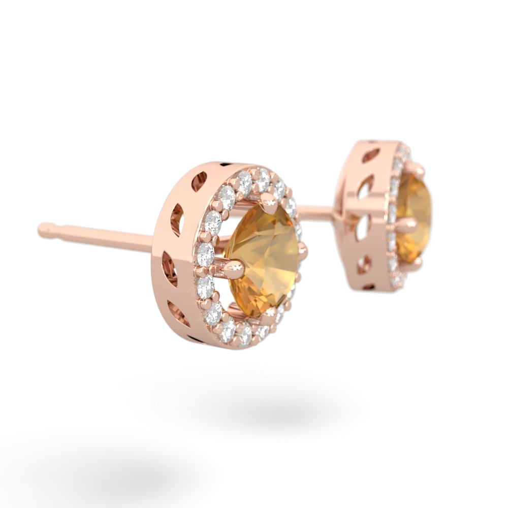 Citrine Halo 14K Rose Gold earrings E5320