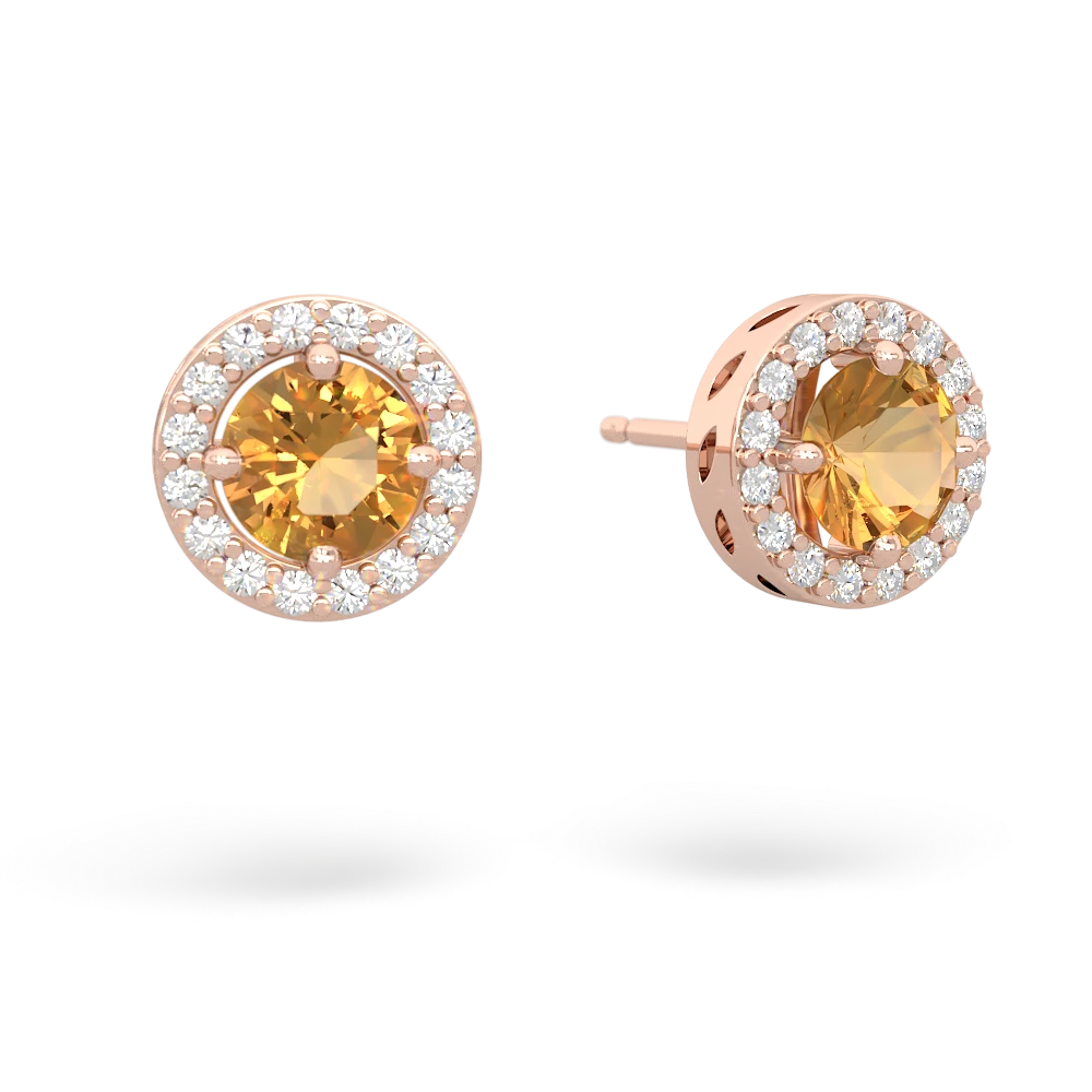 Citrine Halo 14K Rose Gold earrings E5320
