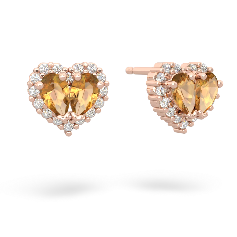 Citrine Halo 14K Rose Gold earrings E7008