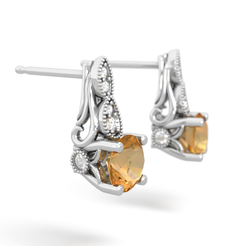 Citrine Antique Elegance 14K White Gold earrings E3100