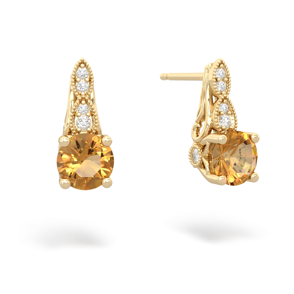 Citrine Antique Elegance 14K Yellow Gold earrings E3100