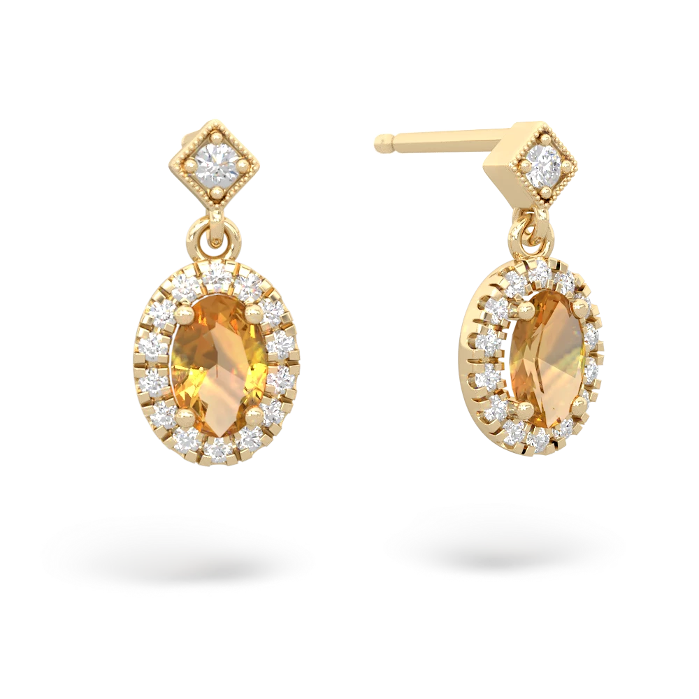 Citrine Antique-Style Halo 14K Yellow Gold earrings E5720