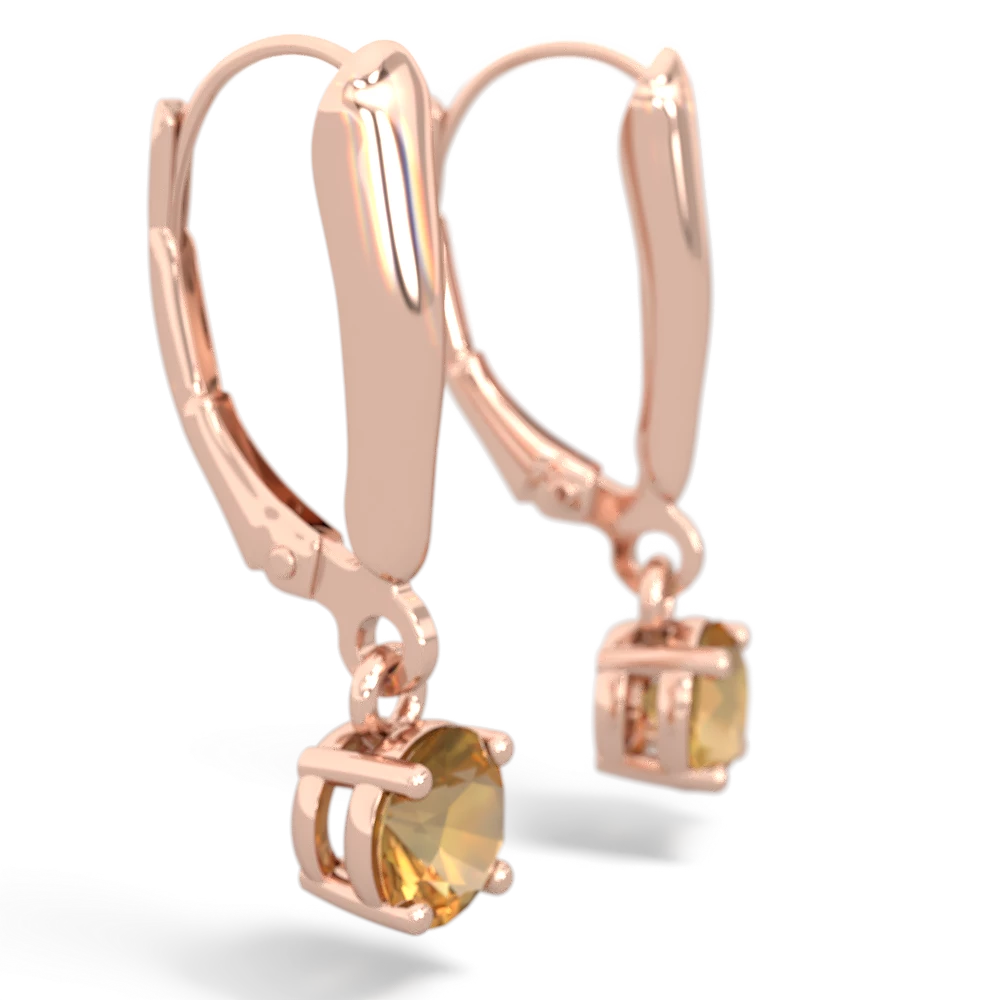 Citrine 5Mm Round Lever Back 14K Rose Gold earrings E2785