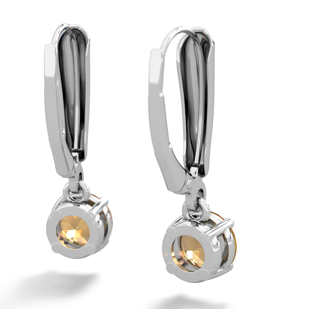 Citrine 6Mm  Round Lever Back 14K White Gold earrings E2786