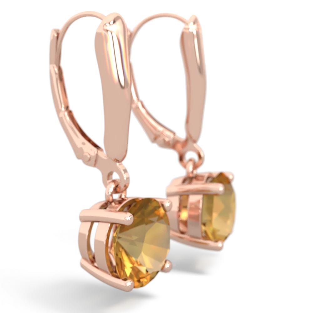 Citrine 8Mm Round Lever Back 14K Rose Gold earrings E2788