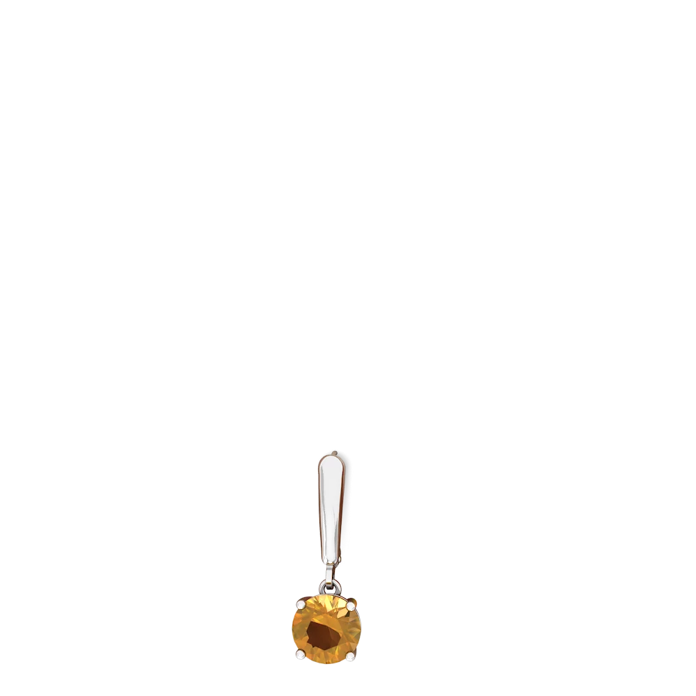 Citrine 8Mm Round Lever Back 14K White Gold earrings E2788