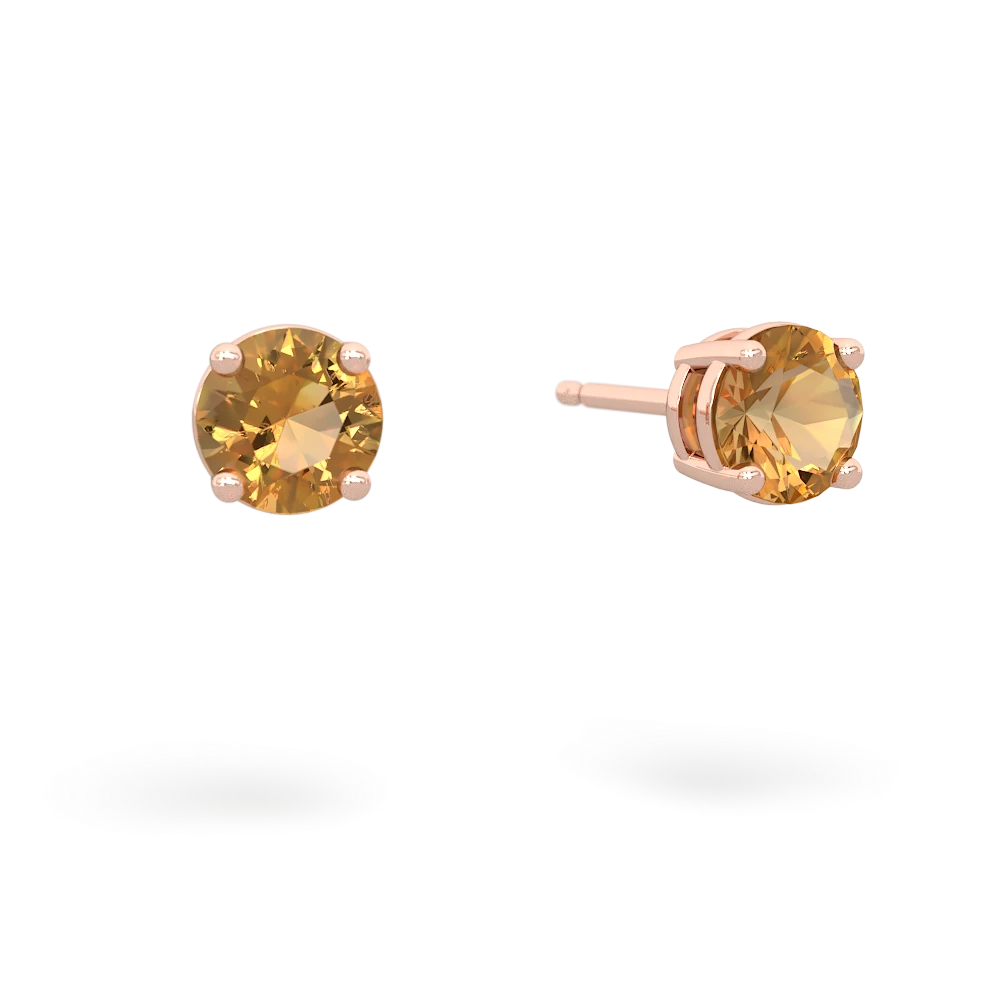 Citrine 5Mm Round Stud 14K Rose Gold earrings E1785