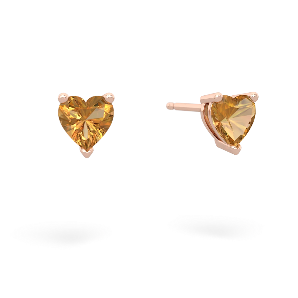 Citrine 5Mm Heart Stud 14K Rose Gold earrings E1861