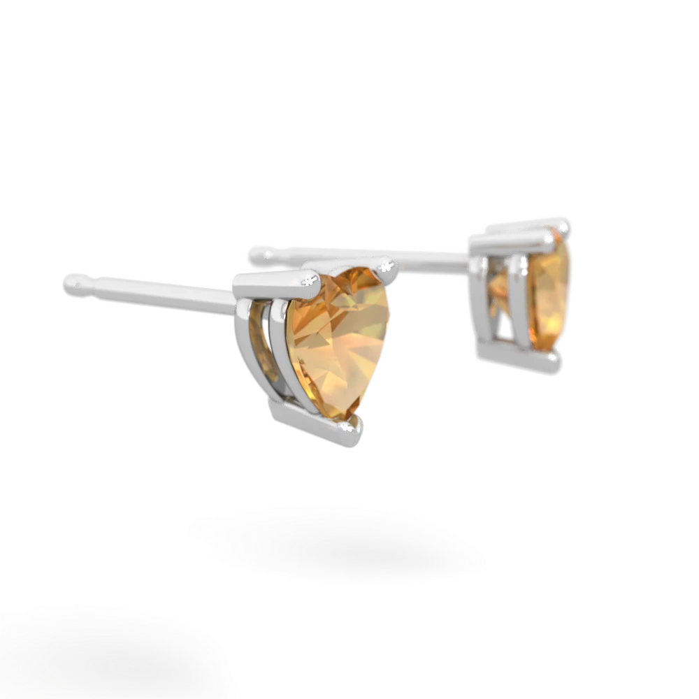 Citrine 5Mm Heart Stud 14K White Gold earrings E1861