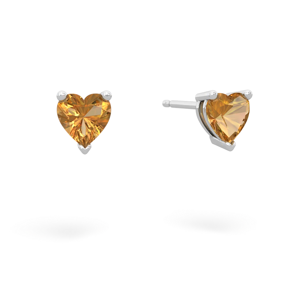 Citrine 5Mm Heart Stud 14K White Gold earrings E1861