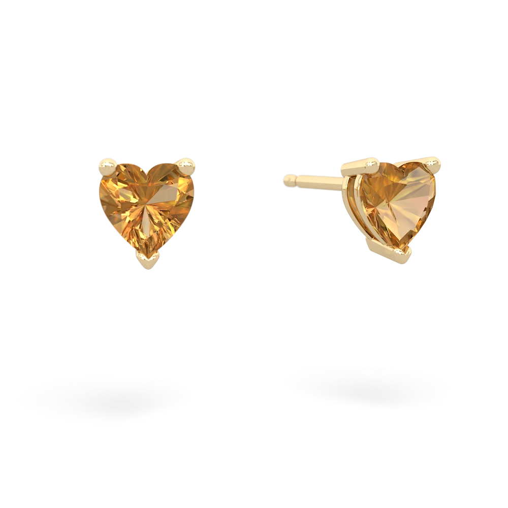 Citrine 5Mm Heart Stud 14K Yellow Gold earrings E1861